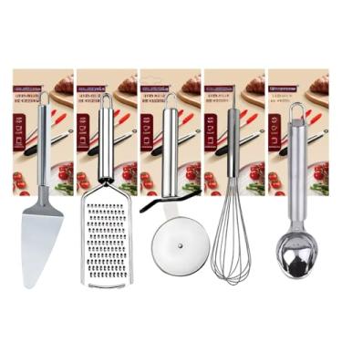 Imagem de 5 Utensilio de Cozinha Fuê Batedor de Claras Cortado de Pizza Colher Sorvete Ralador Legumes Queijo