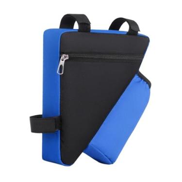 Imagem de Vaveren Saco de armazenamento de quadros de bicicleta de bicicleta, bolsa de tubo superior, pano leve oxford com bolsa de garrafa de água para ferramentas, Azul