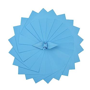 Imagem de 100 papel origami dupla face, cor azul médio, 7,62 x 7,62 cm, papel quadrado fácil de dobrar para papel dobrável, guindastes de origami, papel para scrapbook (S17 azul médio)