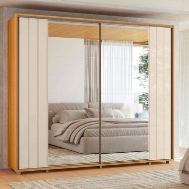 Imagem de Guarda Roupa Casal1 Porta com Espelho Dali Cinamomo/Off White