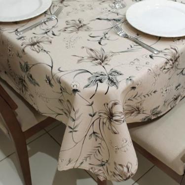 Imagem de Toalha de Mesa Retangular 6 Lugares Linhão Estampado 2,20m X 1,40m Sala/Jantar(Floral Cinza)