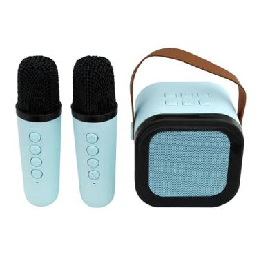 Imagem de Máquina de Karaokê Infantil Portátil com 2 Microfones Caixa de Som Sem Fio e Efeitos de Luz LED - Som de Alta Fidelidade para Crianças e Festas Presente (Azul)