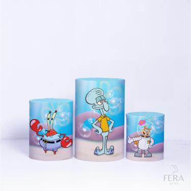 Imagem de Trio de Capa Cilindro para Festa Infantil Veste Fácil C/elástico Bob Esponja