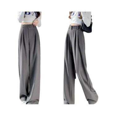 Imagem de Calça Feminina Cintura Alta com Perna Larga - Estilo Gótico Coreano, B