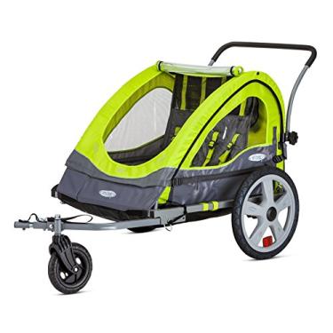 Imagem de Reboque de bicicleta Instep Quick-N-EZ com reboque duplo, converte em carrinho de bebê/jogging, Verde, One Size