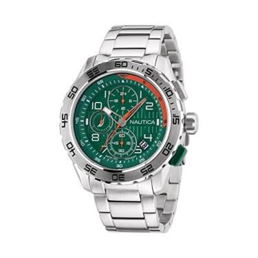 Imagem de Nautica Relógio masculino NAPNSS304 NST 101 reciclado (85%) de aço inoxidável, Prateado/Verde/SST, Moderno