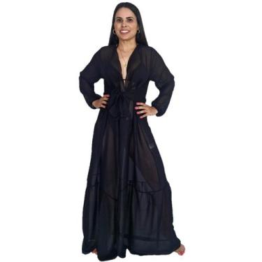 Imagem de Saída De Praia Manga Longa Em Chiffon Pareô Canga - Tropicana Modas, Ú