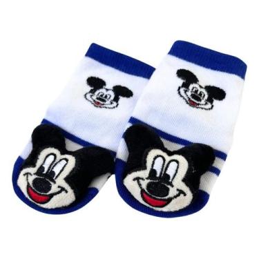 Imagem de Meia para Bebê Com Chocalho Antiderrapante Disney Mickey Jolitex