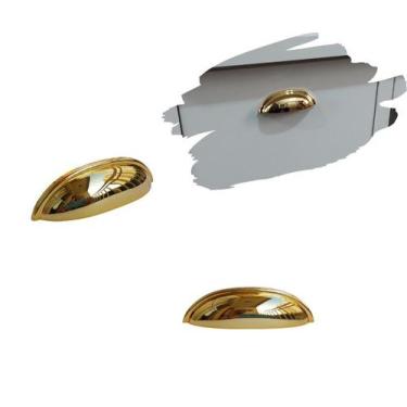 Imagem de Kit 15 Puxador para Móveis Modelo Concha Dourado Meia Lua - Compras Fá
