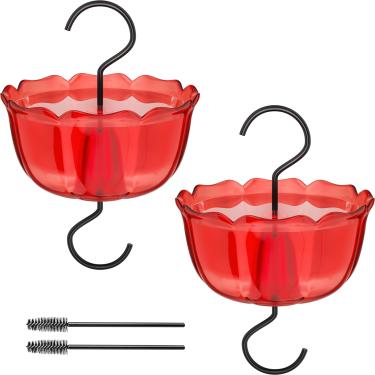 Imagem de GlaRid Fosso de formigas para alimentadores de beija-flor e oriole para proteger contra formigas protegendo a água do néctar de açúcar, escovas de limpeza incluídas, pacote com 2