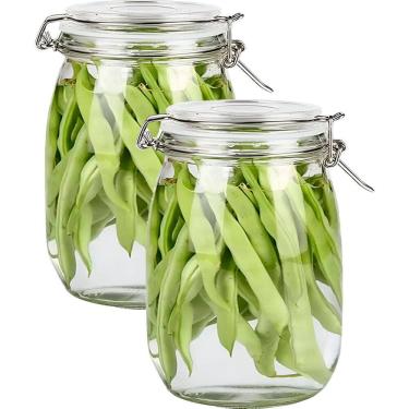 Imagem de Kit 4 Potes De Vidro Tampa Hermético Vedação Conserva 830ml