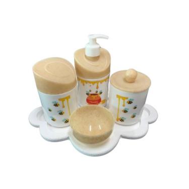 Imagem de Kit Higiene Abelhinha III Baby C/bandeja Nuvem E Quadrada Mdf - Dóia K