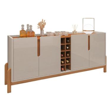 Imagem de Aparador Buffet Sala Lizz 190cm Com Pés De Madeira Maciça Off White/cedro Off White/cedro