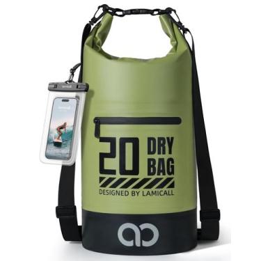 Imagem de Mochila impermeável Lamicall Dry Bag 20L com capa de telefone verde