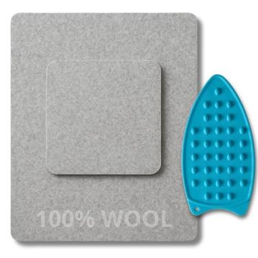 Imagem de Conjunto de tapete de prensagem de lã – Tapete de passar a ferro de lã para acolchoado e costura com almofada de descanso de ferro de silicone resistente ao calor para colcha de mesa grande superfície
