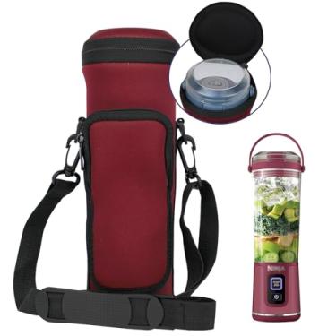 Imagem de NUENSS-ROR Bolsa De Transporte Para Liquidificador Portátil Com Tampa Ninja Bc151 Blast, Capa Viagem Isolamento, Alça Transversal Ajustável E Bolso (Claret)