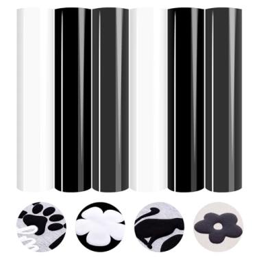 Imagem de HTVSTD Transferência De Calor Vinil Cinza Puff - 12'' X 10'' 6 Folhas Preto E Branco 3D Htv Para Camisetas