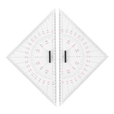 Imagem de CHEOTIME Régua triangular de desenho de gráfico, transferidor triangular transparente de acrílico com alça para navegação náutica, desenho e design de plantas, uso eficiente