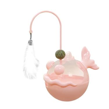 Imagem de Baoblaze Brinquedo interativo para gatos, dispensador de petiscos para gatos com pena, quebra-cabeça interativo para comida, copo de alimentação lenta e, Pibk