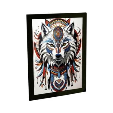 Imagem de Quadro Decorativo Lobo Ilustração Vetor Indígena