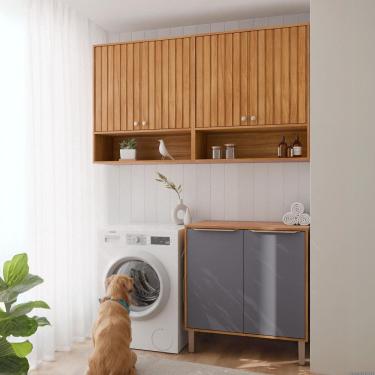 Imagem de Armários Multiuso para Área de Serviço 3 Peças Divina Cinamomo / Titânio