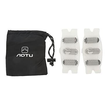 Imagem de Crampon tração chuteira anti skid gelo garra com 5 picos de aço inoxidável para caminhada de neve escalando escalada de silicone durável tamanho médio 1 par