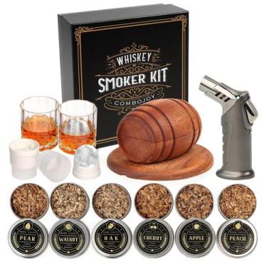 Imagem de Kit para fumantes de uísque ComboJoy com tocha, 6 sabores de lascas de