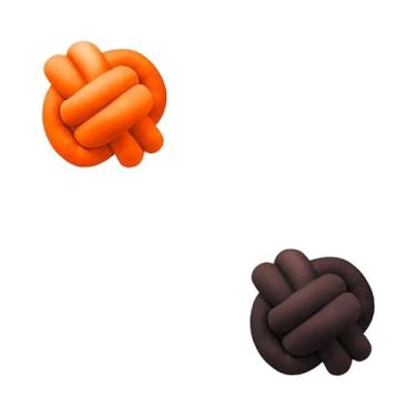 Imagem de Almofadas De Nó 28cm x 28cm Lindas Decorativas Sala Sofá Cama Cores (LARANJA E MARROM)