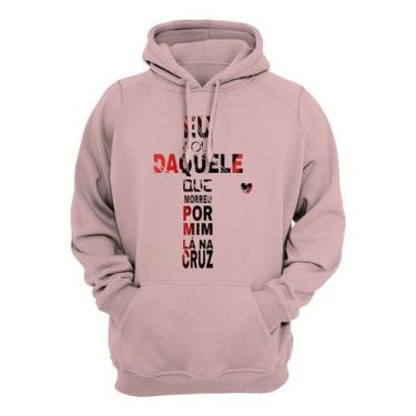 Imagem de Moletom Flanelado Cristão Canguru Blusa De Frio Gospel Cruz - Core Bas