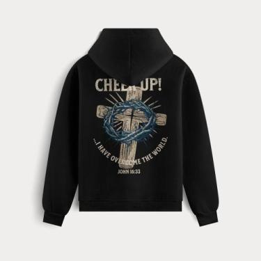 Imagem de Moletom Cristão Cheer Up Confortável Frases Bíblicas Gospel - Core Bas