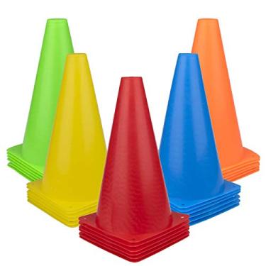 Imagem de Fasmov 30 peças Cones de treinamento de plástico esportivo treinamento cone de tráfego para skate futebol e atividades ao ar livre marcação de agilidade, 9 polegadas