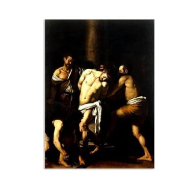 Imagem de A Flagelação de Cristo por Caravagio Impressão em tela arte de parede famosa reprodução de pintura barroca impressão perfeita para decoração de casa ou escritório 42 x 30 cm (17 x 12 polegadas) sem