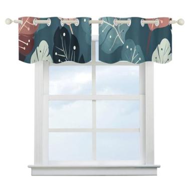 Imagem de Cortina blecaute de folhas fofas de luxo para escurecimento de quarto, cortinas de janela curtas, isolamento térmico, para cozinha, sala de jantar, quarto, 2 painéis 132 x 46 cm