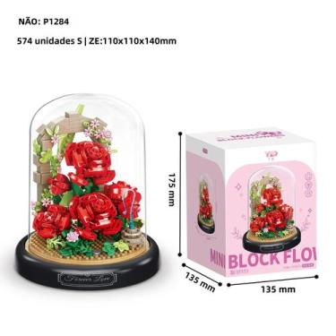 Imagem de Buquê De Rosas Vermelhas Decoração De Mesa Bonsai Romântico Diy Blocos