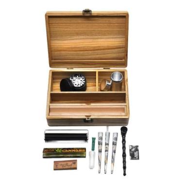 Imagem de Bandeja De Enrolar De Madeira De Bambu Com Funil De Cone, Carregador D