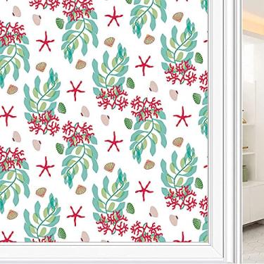 Imagem de Película de janela de privacidade de flores, textura de estilo floral, filme de vidro para sala de estar e escritório em casa, L90 x C 190 cm