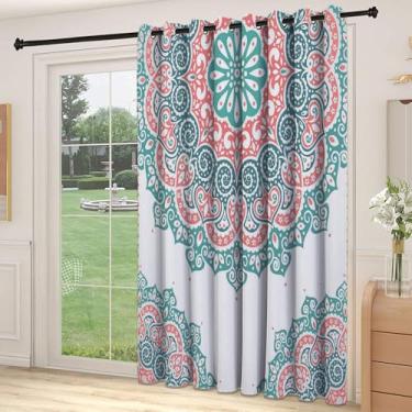 Imagem de Divisória de parede de cortina divisória de sala oriental, imagem floral inspirada na cultura do sul mandala de cor macia, cortinas largas isoladas/cortinas de quarto (painel único), L 226 x C 274 cm