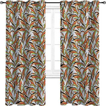 Imagem de Cortinas blecaute tropicais – Cortinas de quarto e sala de estar com isolamento térmico, economia de energia e redução de ruído, trançado de três camadas, L213 x C 236 cm, multicolorido 129 cm