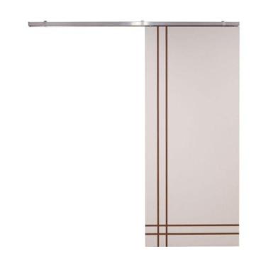 Imagem de Porta De Correr Branco Prime Frisada Kit Alumínio F06 - 210x70 - Vanin