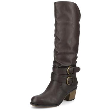 Imagem de Journee Collection Botas Femininas de Cano Médio, Marrom escuro, 7.5