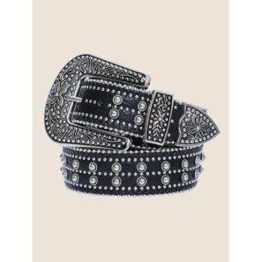 Imagem de Cinto Feminino Country Fivela Detalhada Prata com Ponteira-Feminino