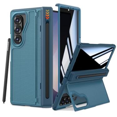 Imagem de Ruky Capa Z-Fold-6 com [suporte dobrável oculto e proteção de dobradiça], com suporte para caneta S e protetor de tela de privacidade, capa protetora resistente à prova de choque com carregamento sem