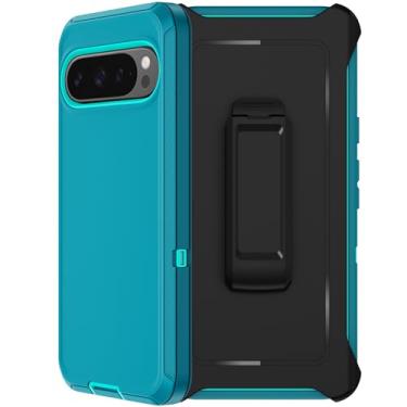 Imagem de RubCase Capa para Google Pixel 9 Pro XL com clipe de cinto, 2 protetores de tela, resistente, grau militar, à prova de choque, à prova de poeira, capa protetora robusta para Pixel 9 Pro XL