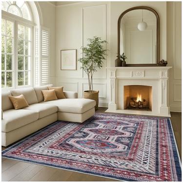 Imagem de Fame Rugs Tapete turco Lavável Vintage Oriental Inspirada Tradicional Tapete Pequeno Moderno Tapetes de Entrada de Luxo Quarto Banheiro Cozinha (400RN, 7'5 x 9'9)