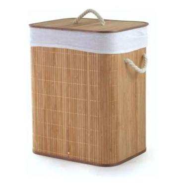 Imagem de Cesto Retangular de Bambu Orgânico Natural Lavanderia Banheiro - Mimo 