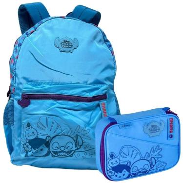 Imagem de Kit Mochila De Costas Stitch Disney Clio Ts24632 Azul-Roxo