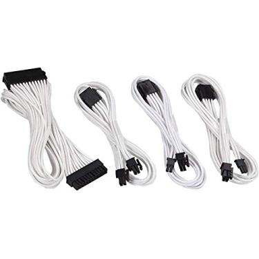 Imagem de Cabo de manga upHere – Extensão de cabo para fonte de alimentação com 24 pinos extra mangas 6 pinos 4 + 4 pinos 500 mm de comprimento com pentes, branco (50 cm), SC504