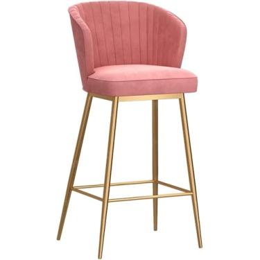 Imagem de Bancos De Altura De Balcão Cadeiras De Bar Bancos De Bar Ergonômicos De Veludo Encosto Curvo Banquetas Altas Café Da Manhã Cozinha Ilha Cadeira, Almofadas De Assent, Green, 29.5''(75cm)