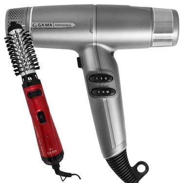 Imagem de Kit Secador iQ Lite Cinza e Escova Turbo Ion