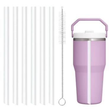 Imagem de Canudos de substituição compatíveis com Stanley IceFlow 2.0 Copo flip com alça de 590 ml, canudo embutido com abertura maior - pacote com 6